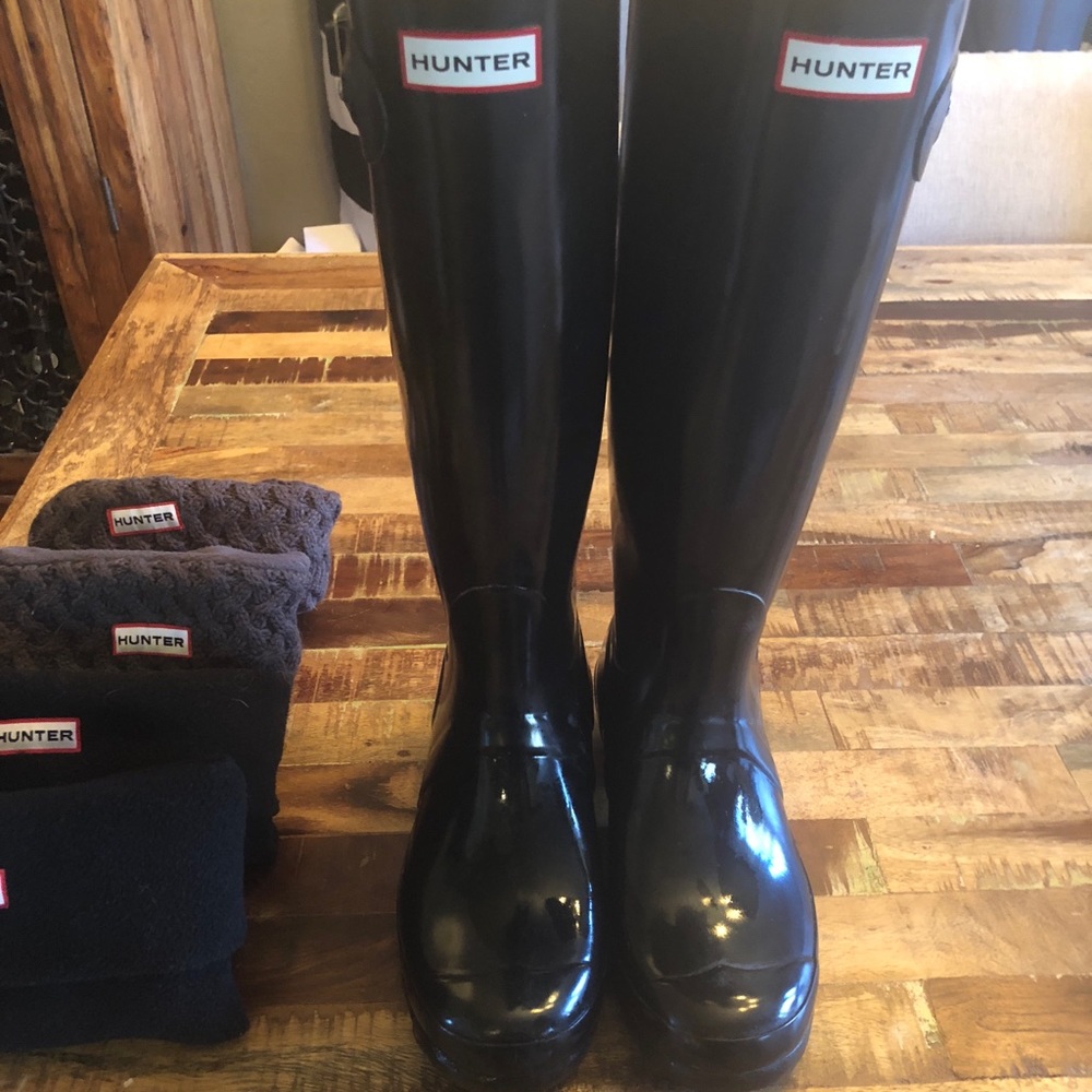 Hunter boots original black gloss size 7